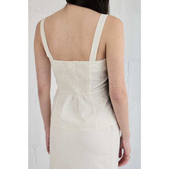 Mod Ref The Diana Tank Top Sleeveless Bustier Smocked Back - S - Ivory - Picture 3 of 5